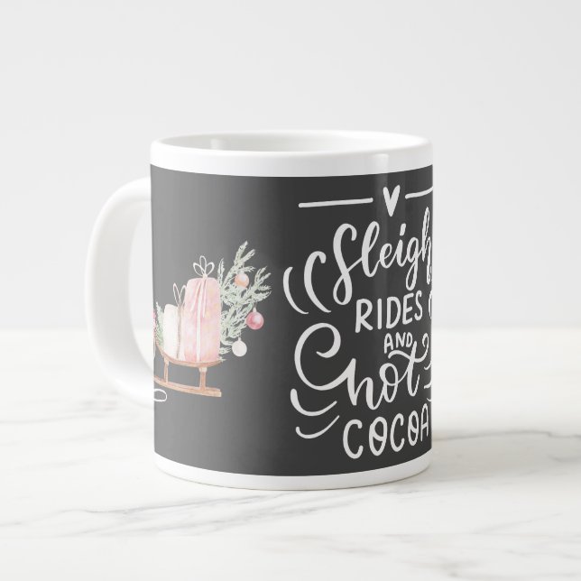 Caneca De Café Grande Cinzas de Natal de Leigh e Cacau Quente (Frente Esquerda)
