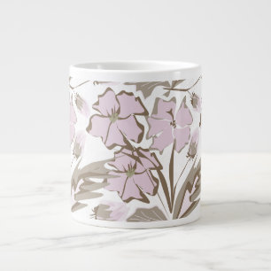 Caneca De Café Grande Cinzas e flores.