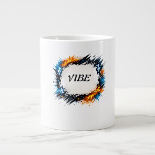 Caneca De Café Grande Círculo de Energia – Design de Texto Personalizáve