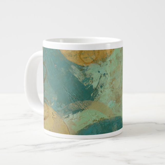 Caneca De Café Grande Círculos Azul e Amarelo (Frente Esquerda)