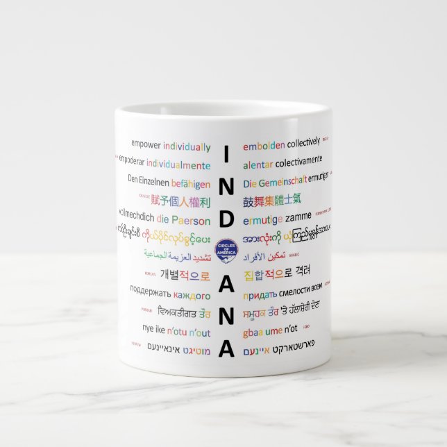 Caneca De Café Grande Círculos da América - Línguas de Indiana  (Frente)