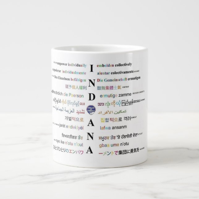 Caneca De Café Grande Círculos da América - Línguas de Indiana III (Frente)