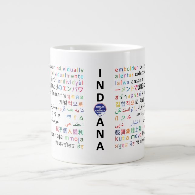 Caneca De Café Grande círculos de Indiana - línguas de Indiana 1p (Frente)