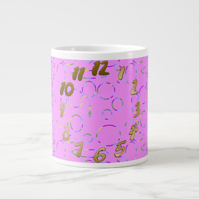 Caneca De Café Grande Círculos e laços Magenta Rosa Moderna (Frente)