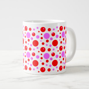 Caneca De Café Grande Círculos e Pontos Pink e Vermelho