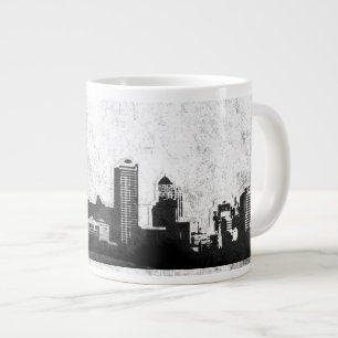 Caneca De Café Grande Circunscrição urbana a preto e branco