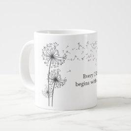 Caneca De Café Grande Citação de Desejo de Dente-de-Leão