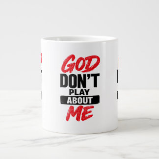 Caneca De Café Grande Citação de Fé Cristã Deus Não Brinca Comigo