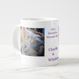 Caneca De Café Grande Citação de Foto de Gatinhos
