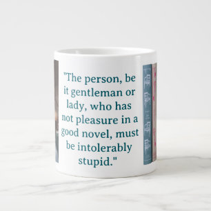 Caneca De Café Grande Citação de Romance de Jane Austen (azul)