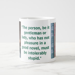 Caneca De Café Grande Citação de Romance de Jane Austen (verde)