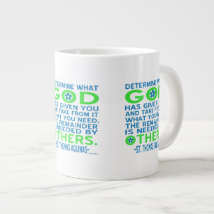Caneca De Café Grande Citação de Sto. Tomás de Aquino em Azul e Verde