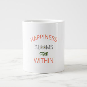 Caneca De Café Grande Citação Inspiradora Felicidade Floresce Por Dentro