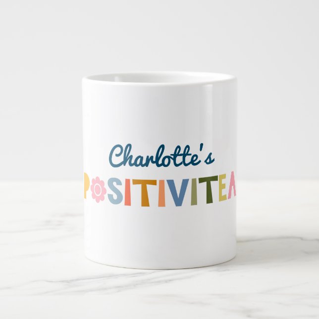 Caneca De Café Grande Citação Motivacional Personalizada Engraçada "Posi (Frente)