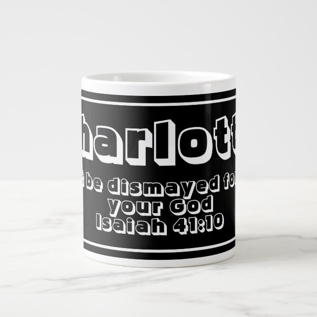 Caneca De Café Grande Citação Versa de Bíblia de Nome Personalizado Pret (Frente)