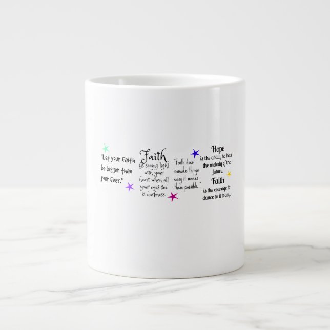 Caneca De Café Grande Citações inspiradoras sobre fé e esperança (Frente)