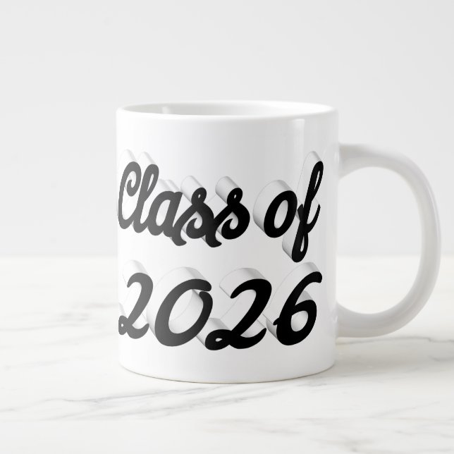 Caneca De Café Grande Class of 2026 black script graduation (Direita)