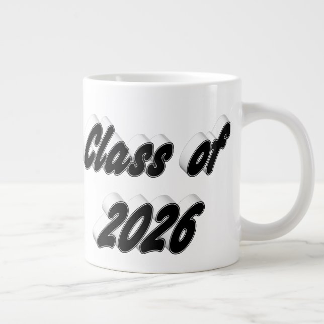 Caneca De Café Grande Class of 2026 black typography graduation (Direita)