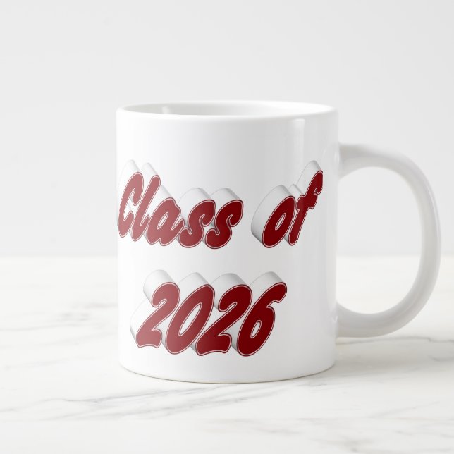 Caneca De Café Grande Class of 2026 burgundy typography graduation (Direita)
