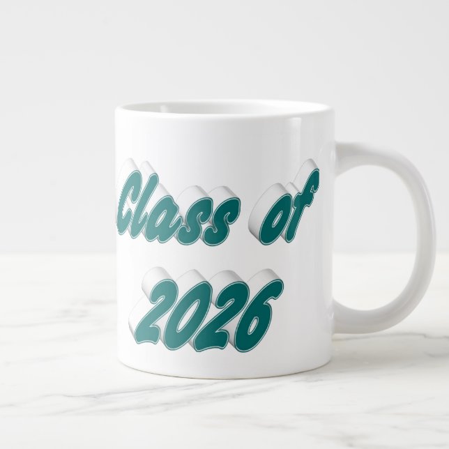 Caneca De Café Grande Class of 2026 green typography graduation (Direita)