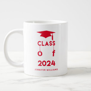 Caneca De Café Grande Classe de 2020 - Graduação Vermelha