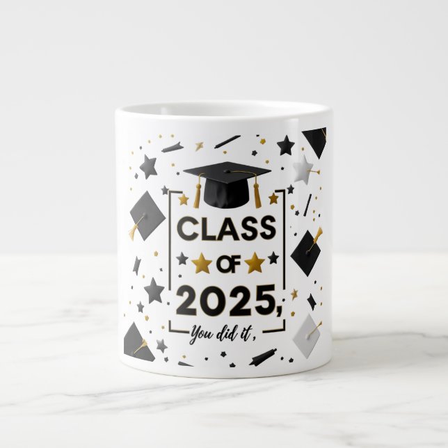 Caneca De Café Grande Classe de 2025 Jumbo Graduation Mug (Frente)