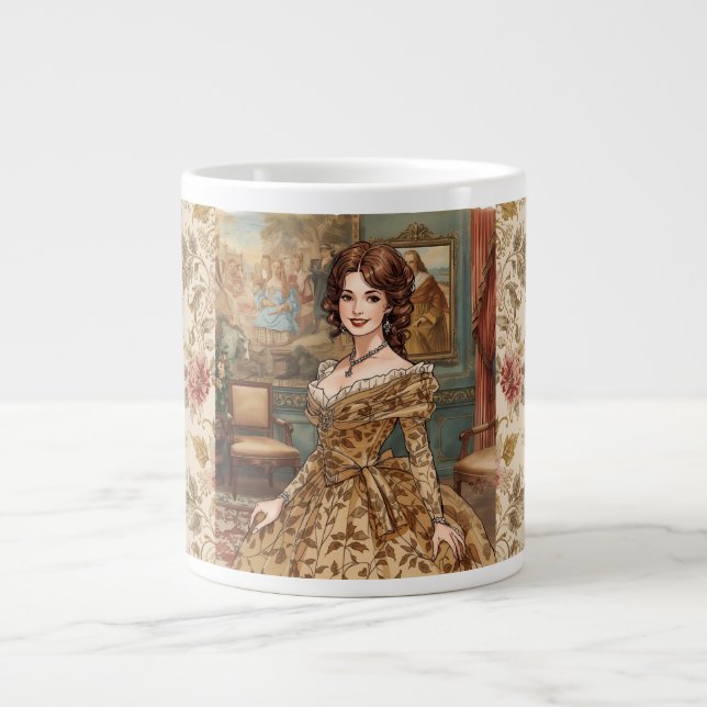 Caneca De Café Grande Clássica, Bela Senhora, Charme Vitoriano (Frente)