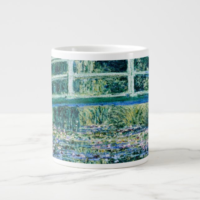 Caneca De Café Grande Claude Monet - Lírios De Água E Ponte Japonesa (Frente)