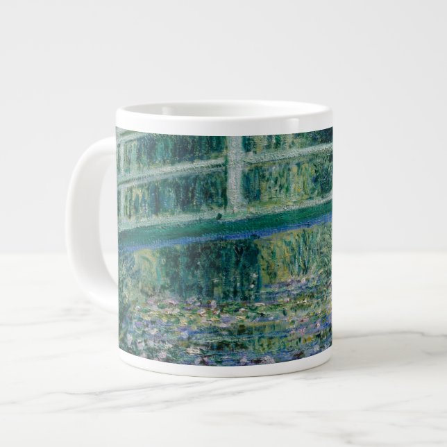 Caneca De Café Grande Claude Monet's Water Lily e Ponte Japonesa (Frente Esquerda)