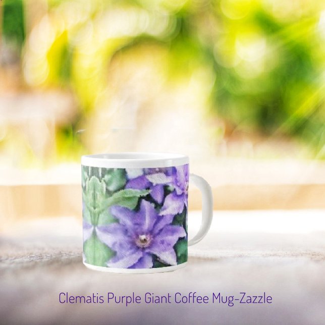 Caneca De Café Grande Clematis Purple (Criador carregado)