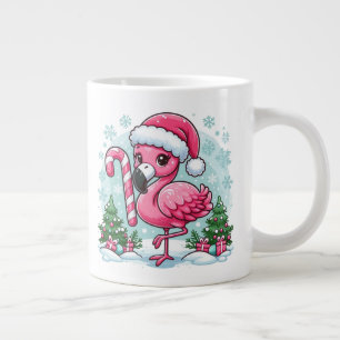 Caneca De Café Grande Clipart de Flamingo de Natal para Sublimação