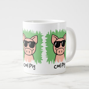 Caneca De Café Grande Clipe de desenho Legal Porco com óculos de sol