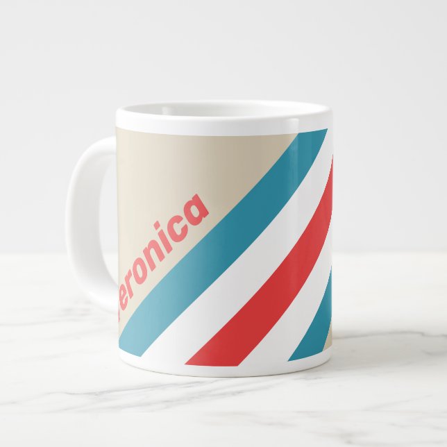 Caneca De Café Grande Cloud Chaser Stripes with Name (Frente Esquerda)