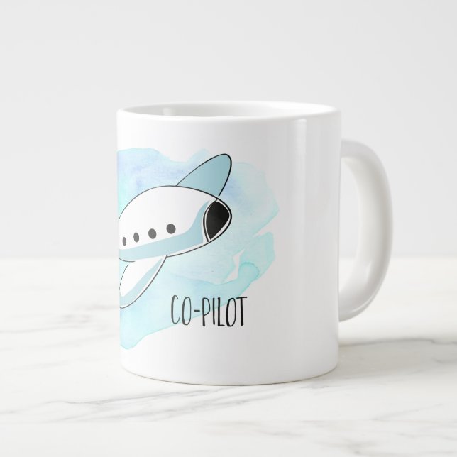 Caneca De Café Grande Co-piloto com avião (Frente Esquerda)