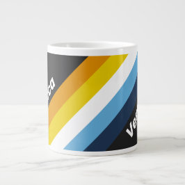 Caneca De Café Grande Coal Nightfall Stripes with Name