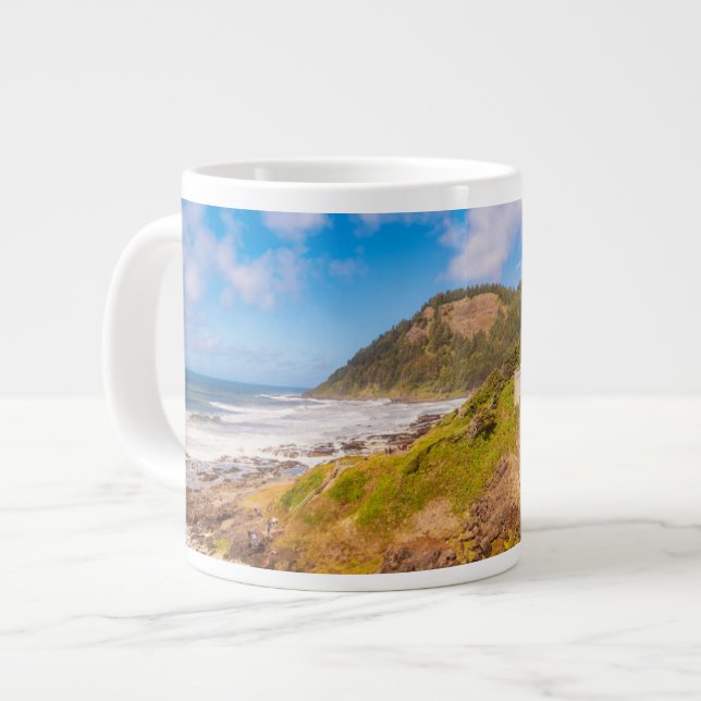Caneca De Café Grande Coastline | Cook's Chasm, Yachats, Oregon (Frente Esquerda)