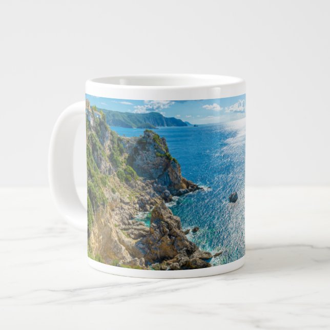 Caneca De Café Grande Coastline | Palaiokastritsa, Corfu, Grécia (Frente Esquerda)