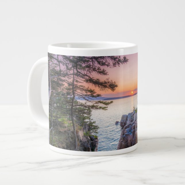 Caneca De Café Grande Coastline | Ravens Nest Acadia National Park Maine (Frente Esquerda)