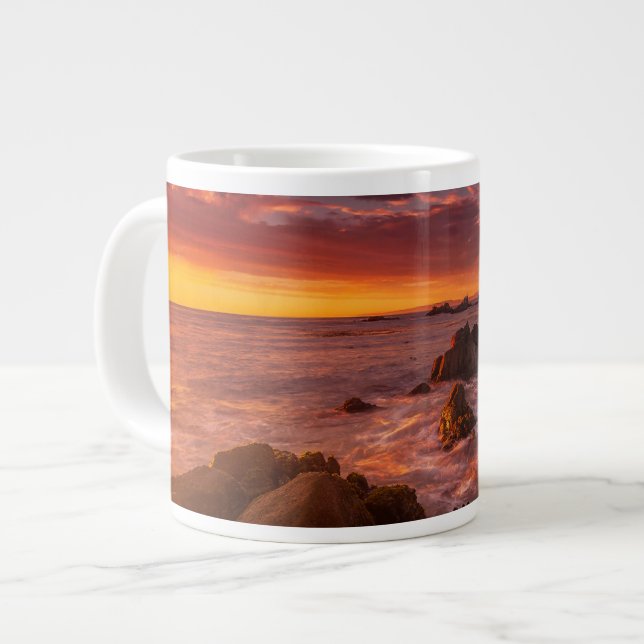 Caneca De Café Grande Coastline | Sunset Pacific Grove Carmel California (Frente Esquerda)