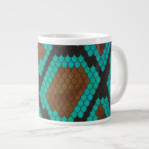 Caneca De Café Grande Cobra Brown e Teal Impressão