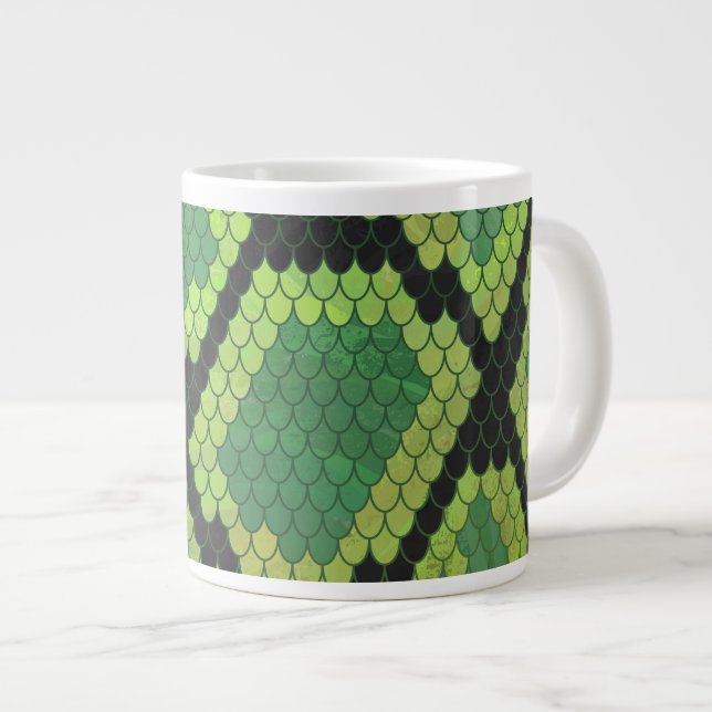 Caneca De Café Grande Cobra preto e Impressão verde (Frente Esquerda)