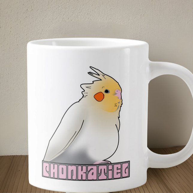 Caneca De Café Grande Cockatiel Funny Chonky Pet Bird Round Belrot (Funny cockatiel mug
)