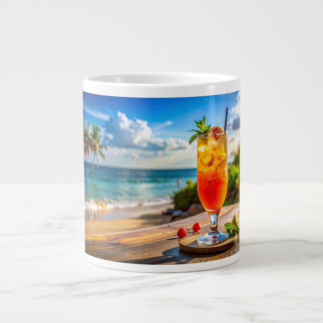 Caneca De Café Grande Cocktail on beach (Frente)