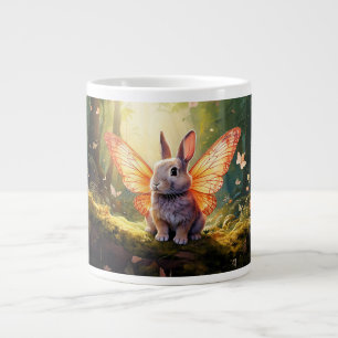 Caneca De Café Grande Coelhinho branco numa floresta encantada