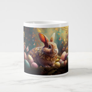 Caneca De Café Grande Coelhinho felz pascoa com ovos de Páscoa