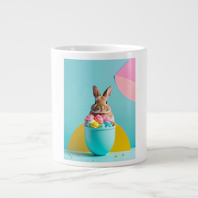 Caneca De Café Grande coelho de ovo de Páscoa (Frente)