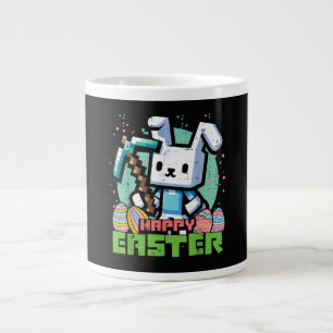 Caneca De Café Grande Coelho Feliz de Páscoa Jogo Pixel 