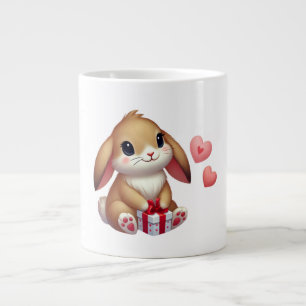 Caneca De Café Grande Coelho fofo do Dia dos Namorados 