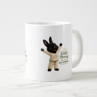 Caneca De Café Grande Coelho Preto Rex Billy da Manhã Fofo