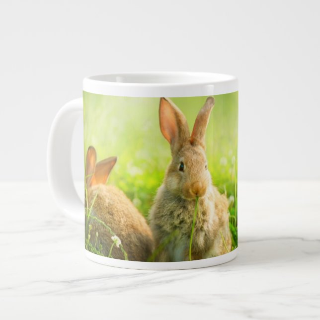 Caneca De Café Grande Coelhos Páscoas (Frente Esquerda)